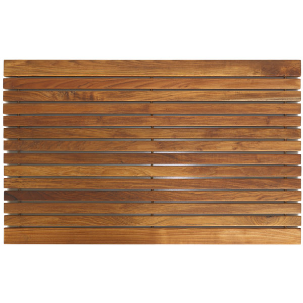 Union Rustic Chatillon Rectangle Teak & Wood Bath Rug Shower Mat